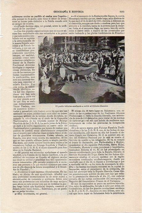 LAMINA V09567: El Pueblo bilbaino recibiendo al Ejercito liberador