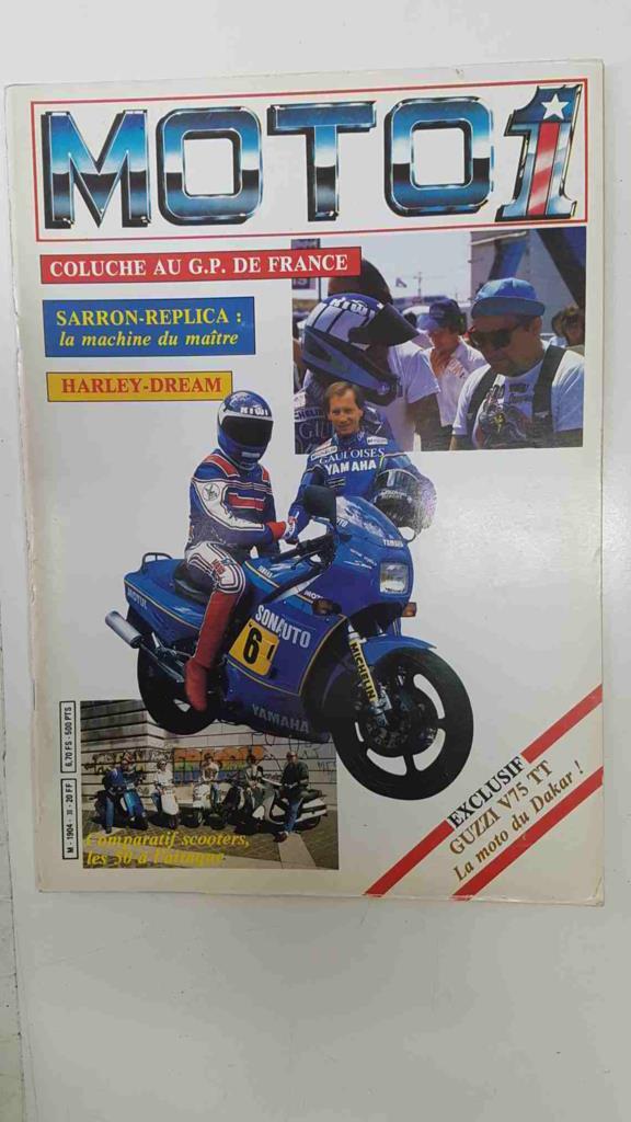 Revista, magazine: Moto 1, M - 1904 - 30 - 20 FF. Exclusif Guzzy v75 TT la moto du Dakar