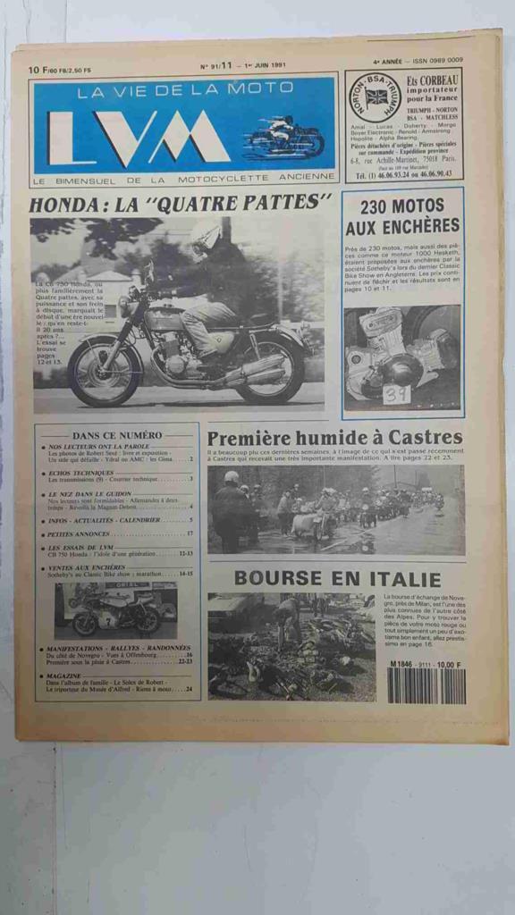 La vie de la moto  LVM numero 91/11, juin 1991 - Honda 750 four (L'idole d'une generation)