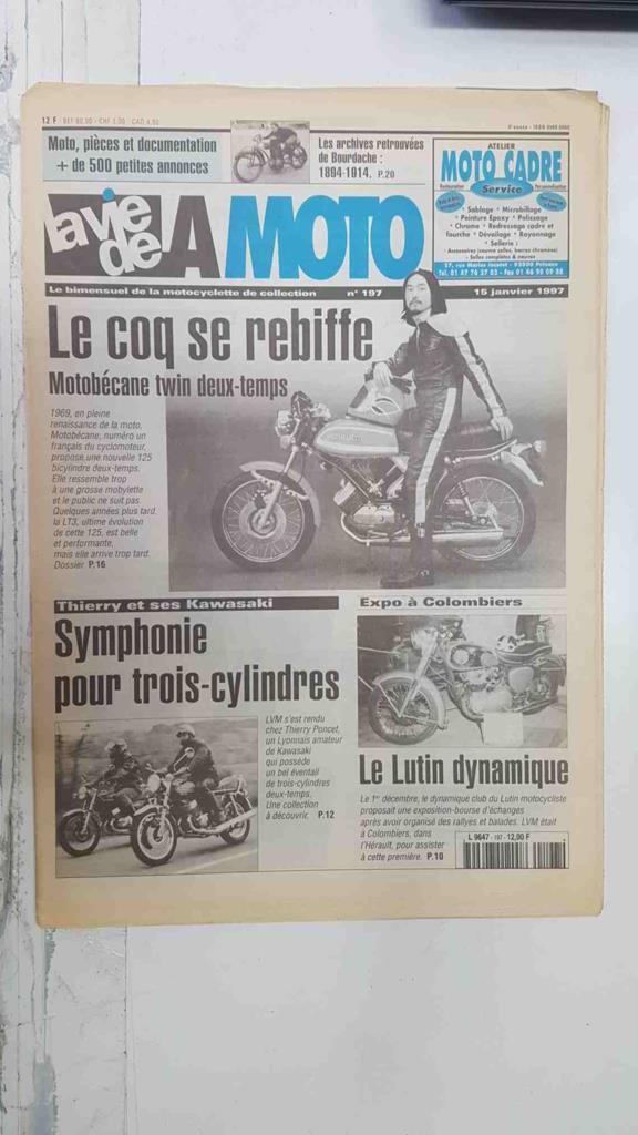 Revista, Magazine: La Vie de la Moto num 197, 15 janvier 1997 - Le coq se rebiffe, motobécane twin deux temps