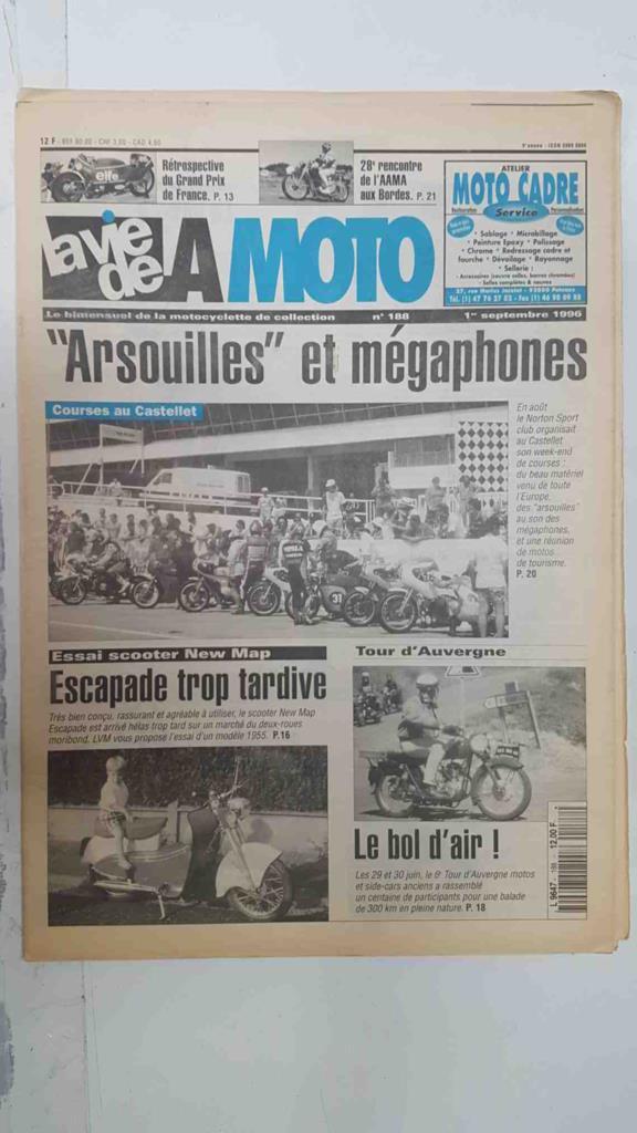 Revista, Magazine: La Vie de la Moto num 188, 1 septembre 1996 - Arsouilles et megaphones
