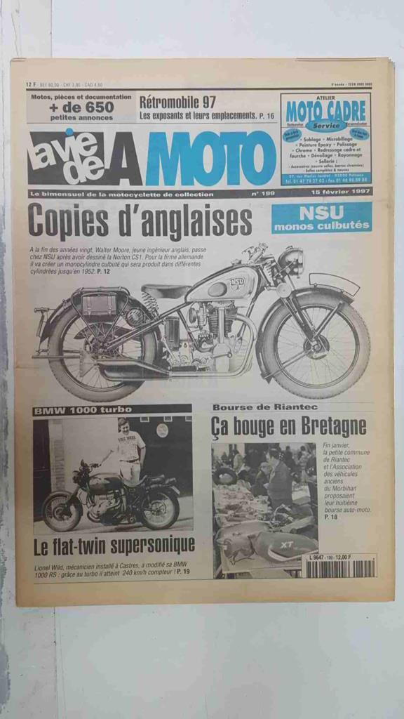 Revista, Magazine: La Vie de la Moto num 199, 15 fevrier 1997 - Les NSU monocylindres culbutés, les motos de Moore