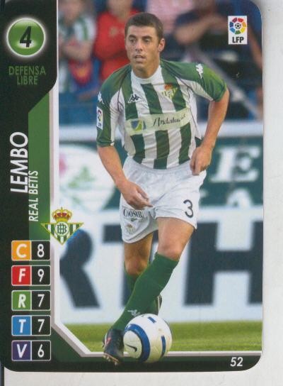 Cromo: Derby Total 2004-2005: Real Betis numero 04: Lembo
