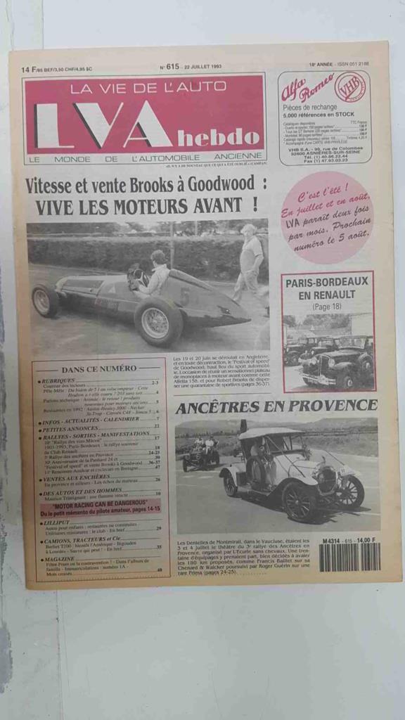 Revista, Magazine: La Vie de l'Auto LVA Hebdo num 615, 22 juillet 1993 - Ou le pètit memento du pilote amateur