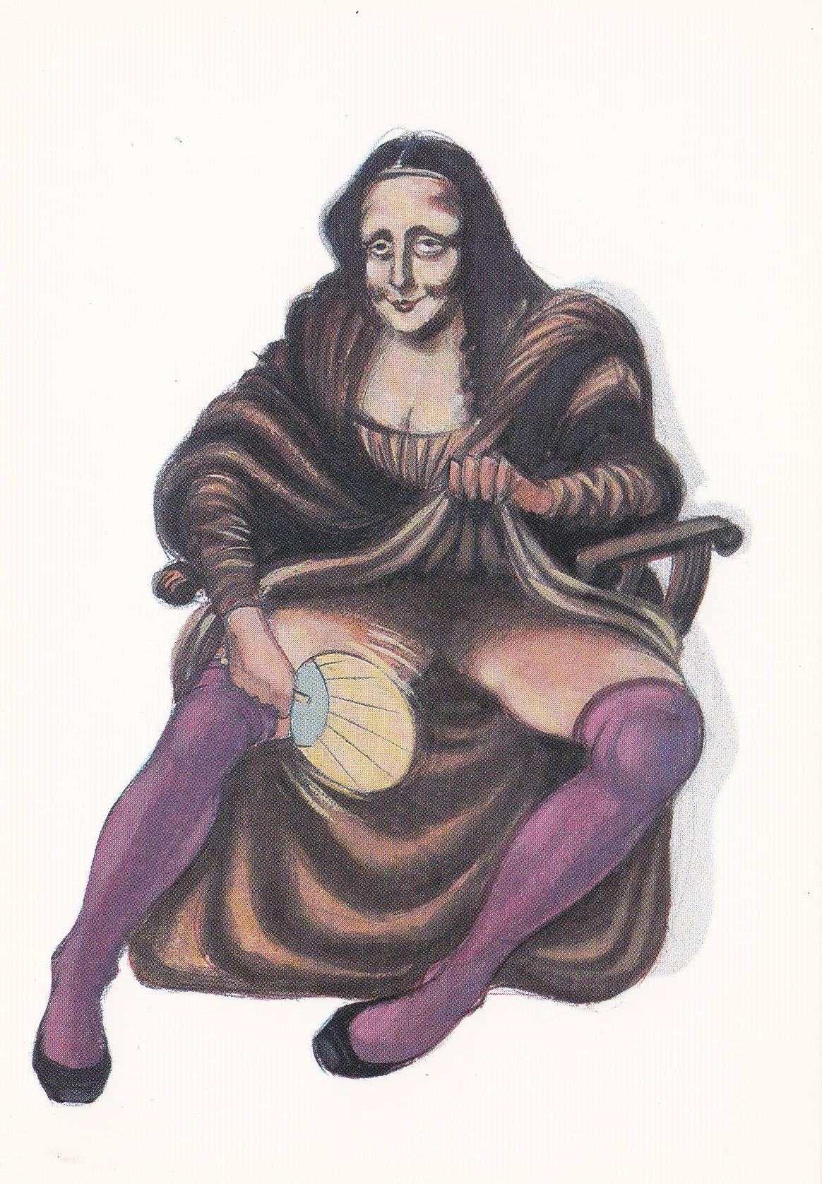 POSTAL B10461: LA GIOCONDA de GIN: DIBUJO SATIRICO modelo 6