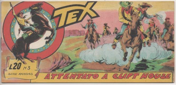 Comic E00003: Tex L20 nº 3 Serie Kansas. Atentato a Clift House, 32 pag. Edición en Italiano