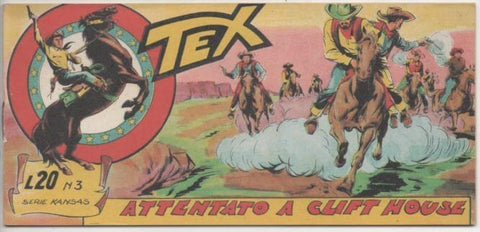 Comic E00003: Tex L20 nº 3 Serie Kansas. Atentato a Clift House, 32 pag. Edición en Italiano