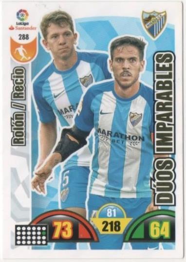 Cromo E00787: Album 2-Trading Car Game 2017-18, Rolón-Recio-DÚOS IMPARABLES: Málaga C.F. Medio