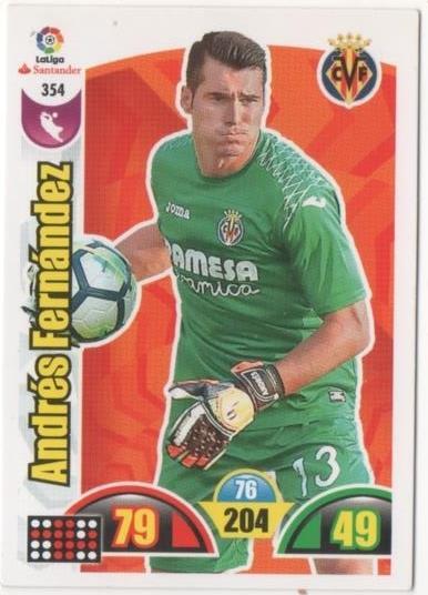 Cromo E00832: Album 2-Trading Car Game 2017-18, Andrés Fernámdez: Villareal C.F. Portero
