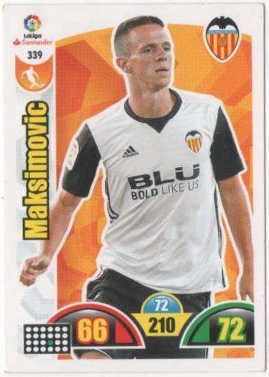 Cromo E00823: Album 2-Trading Car Game 2017-18, Maksimovic: Valencia C.F. Medio