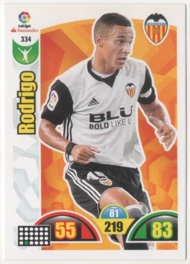 Cromo E00821: Album 2-Trading Car Game 2017-18, Rodrigo: Valencia C.F. Delantero
