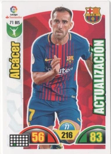 Cromo E00627: Album 2-Trading Car Game 2017-18, Alcácer: F.C. Barcelona. Delantero