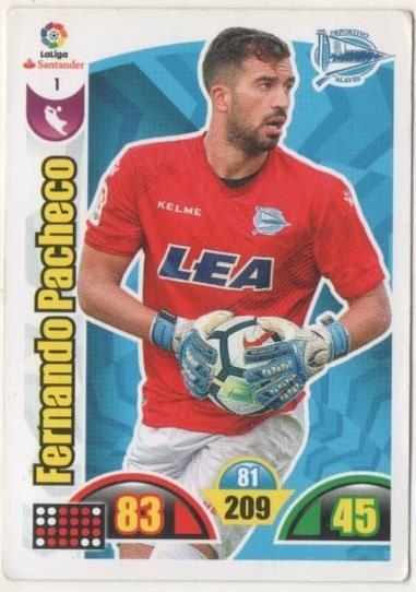 Cromo E00586: Album 2-Trading Car Game 2017-18, Fernado Pacheco: Deportivo Alavés. Portero