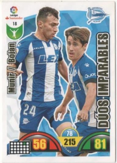 Cromo E00593: Album 2-Trading Car Game 2017-18, Munir-Bojan- DÚOS IMPARABLES: Deportivo Alavés. Delantero