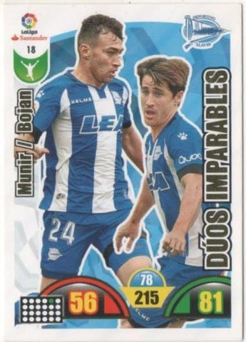 Cromo E00593: Album 2-Trading Car Game 2017-18, Munir-Bojan- DÚOS IMPARABLES: Deportivo Alavés. Delantero