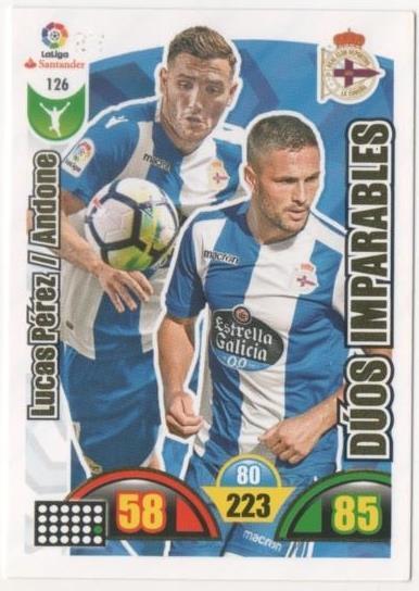 Cromo E00675: Album 2-Trading Car Game 2017-18, Lucas Pérez-Andone.DÚOS IMPARABLES: R.C.D la Coruña. Delantero