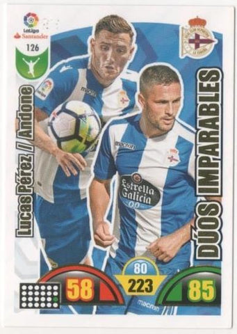 Cromo E00675: Album 2-Trading Car Game 2017-18, Lucas Pérez-Andone.DÚOS IMPARABLES: R.C.D la Coruña. Delantero