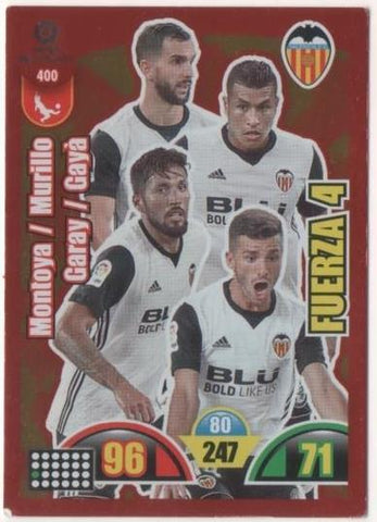 Cromo E00871: Album 2-Trading Car Game 2017-18, Montoya-Murillo-Garay-Gayà-FUERZA 4: Valencia C.F. Defensa