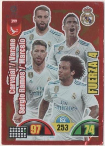 Cromo E00870: Album 2-Trading Car Game 2017-18, Carvajal-Varane-Sergio Ramos-Marcelo-FUERZA 4: Real Madrid. Defensa