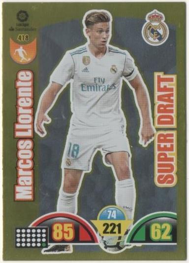 Cromo E00883: Album 2-Trading Car Game 2017-18, Marcos Llorente-SUPER DRAFT: Real Madrid. Medio