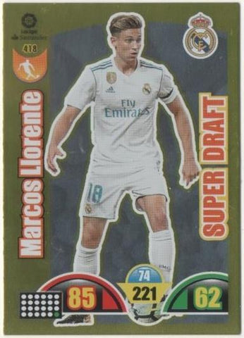 Cromo E00883: Album 2-Trading Car Game 2017-18, Marcos Llorente-SUPER DRAFT: Real Madrid. Medio