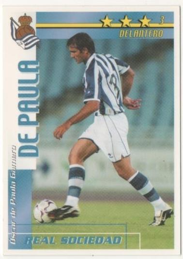 Cromo E00153: Fichas de la Liga 2003, De Paula: Real Sociedad. Delantero