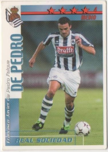 Cromo E00147: Fichas de la Liga 2003, De Pedro: Real Sociedad. Medio