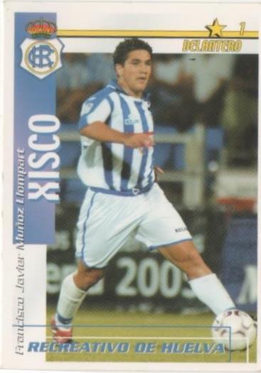 Cromo E00213: Fichas de la Liga 2003, Xisco. Recreativo de Huelva. Delantero