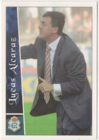 Cromo E00214: Fichas de la Liga 2003, Lucas Alcaraz: Recreativo de Huelva. Entrenador
