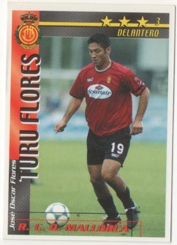 Cromo E00266: Fichas de la Liga 2003, Turus Flores: R.C.D. Mallorca. Delantero