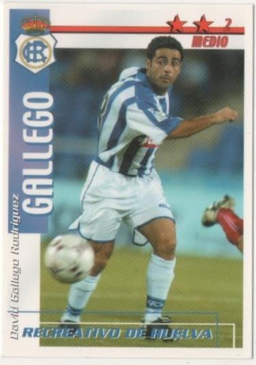 Cromo E00229: Fichas de la Liga 2003, Gallego: Recreativo de Huelva. Medio
