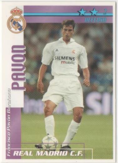 Cromo E00231: Fichas de la Liga 2003, Pavón: Real Madrid. Defensa