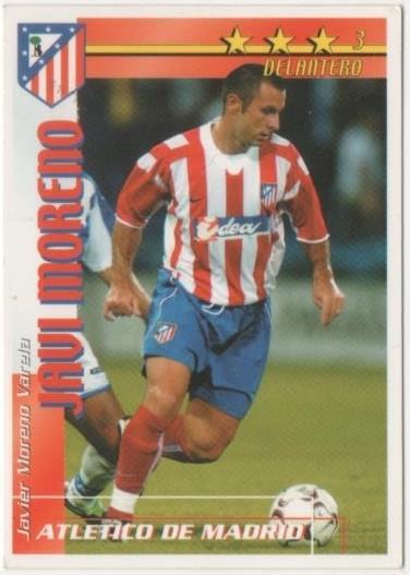Cromo E00117: Fichas de la Liga 2003, Javi Moreno: tletico de Madrid. Delantero