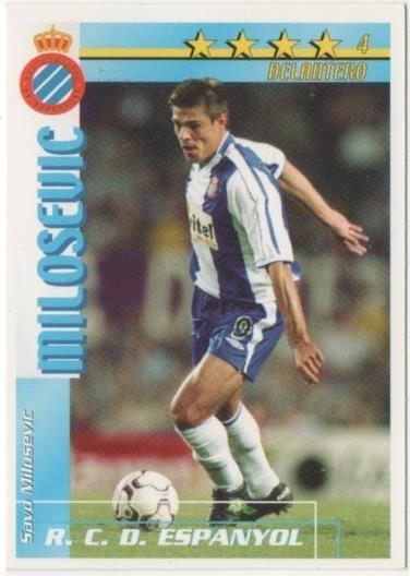 Cromo E00097: Fichas de la Liga 2003, Milosevic: R.C.D. Espanyol. Delantero