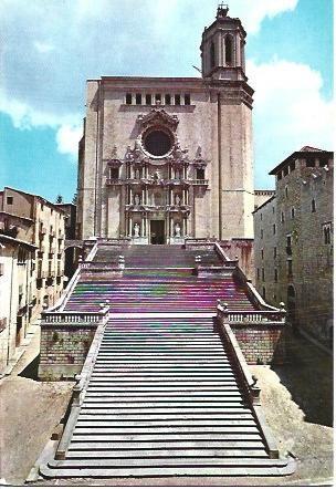 POSTAL L01276: Escalinata de la Catedral de Girona