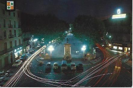 POSTAL L01167: Vista nocturna de la Rambla de Figueres, Girona