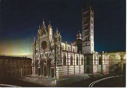 POSTAL L01470: Vista nocturna del Duomo de Siena, Italia