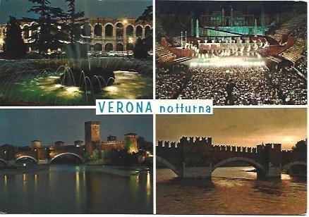 POSTAL L01434: Vistas nocturnas de Verona