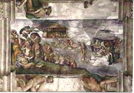 POSTAL L01450: El Diluvio Universal por Miguel Angel. Capilla Sixtina