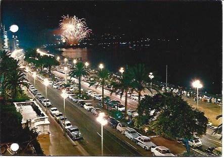 POSTAL L00843: Vista nocturna de la playa de Niza, Francia