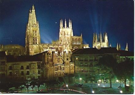 POSTAL L00825: Vista nocturna de Burgos