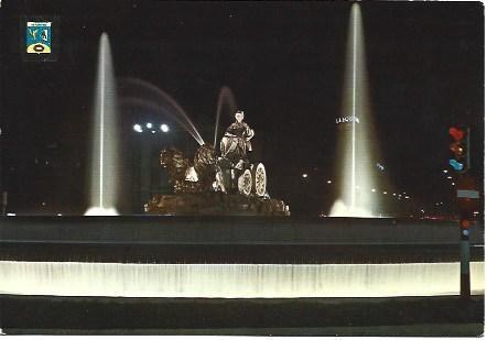 POSTAL L01056: Vista nocturna de La Cibeles, Madrid