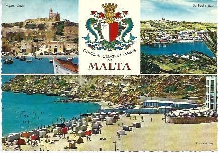 POSTAL L01006: Escudo y vistas de Malta
