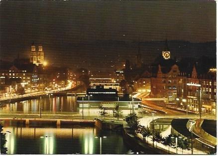 POSTAL L00979: Vsita nocturna de Zurich, Suiza