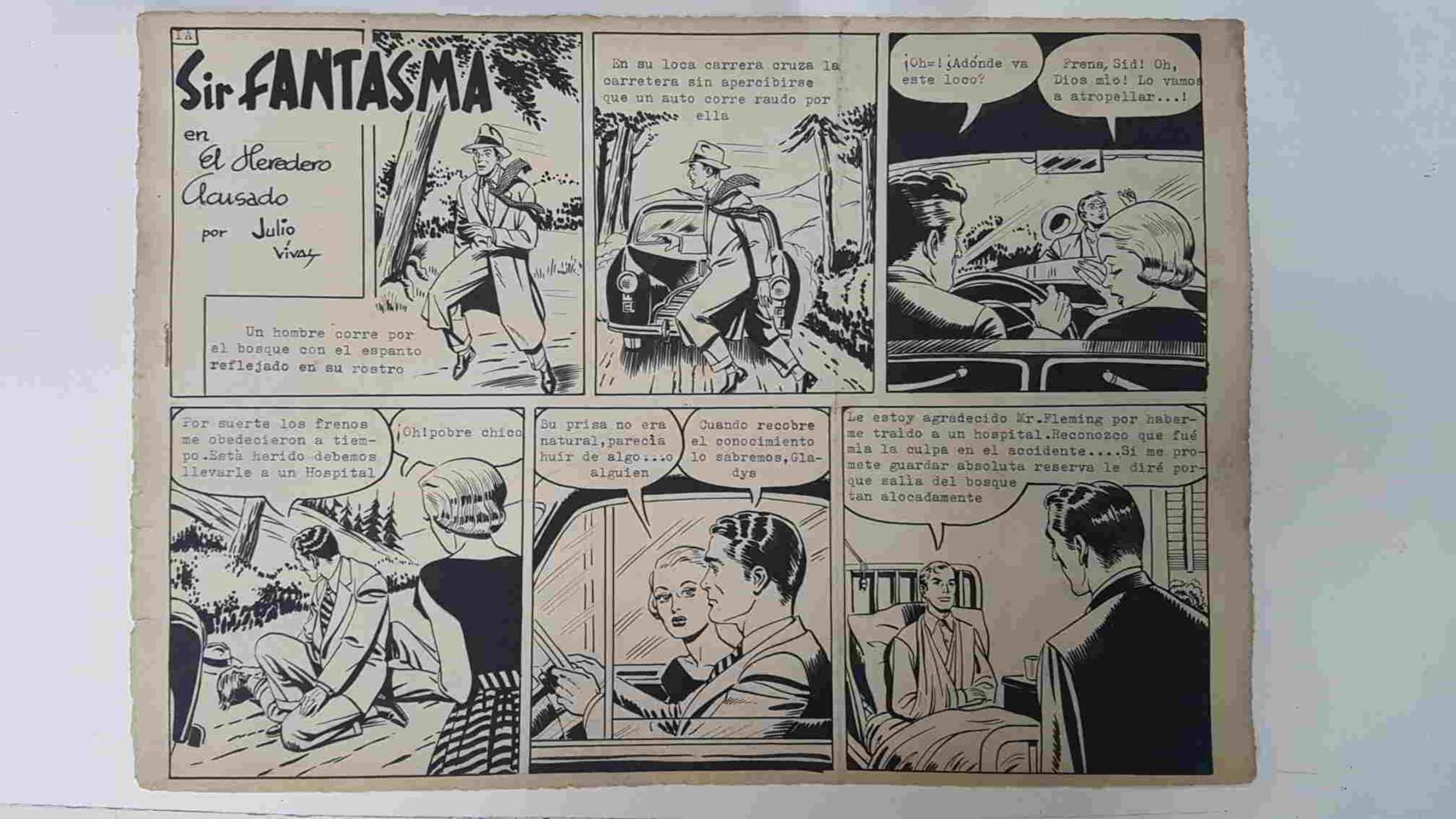 Dibujo original de: Julio Vivas: Sir Fantasma numerado 154/12 en trasera