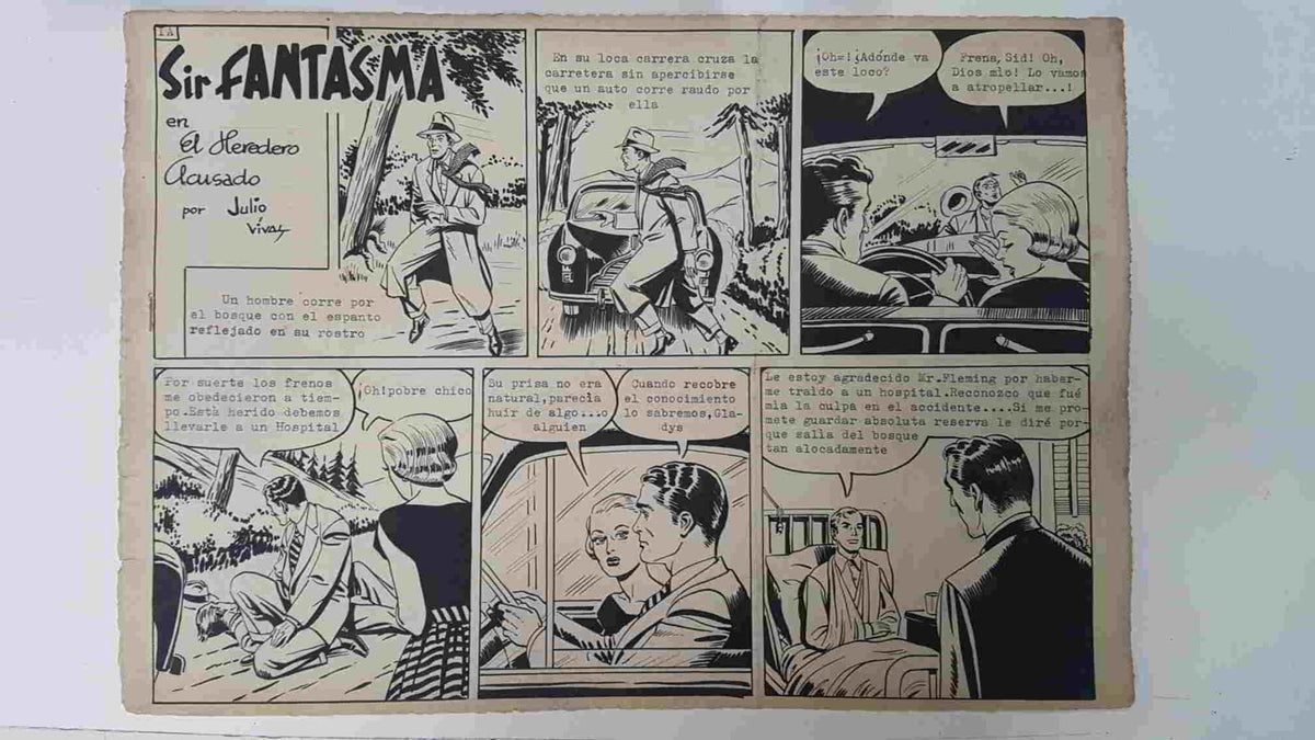 Dibujo original de: Julio Vivas: Sir Fantasma numerado 154/12 en trasera