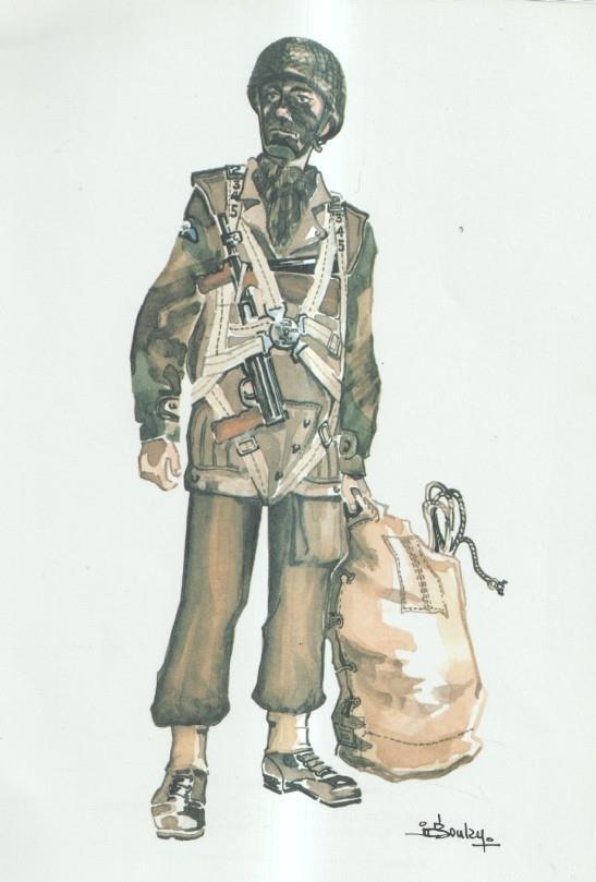 Lamina uniforme militar numerada 2 en trasera: Parachutiste en equipement de saut operationnel