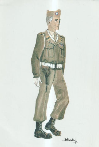 Lamina uniforme militar numerada 8 en trasera: Major parachutiste U.S. tenue de parade