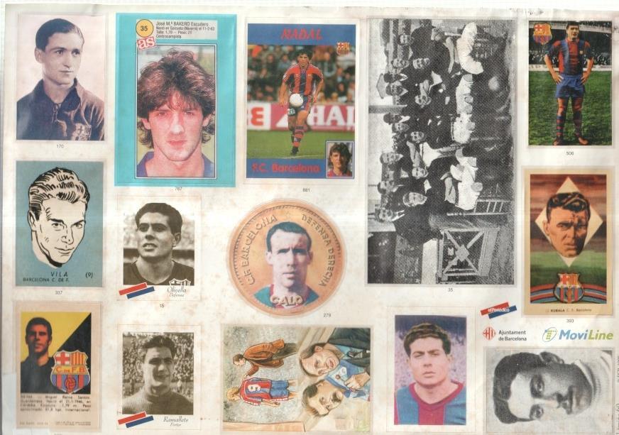 Lamina con diversos futbolistas de diversas epocas del F.C.Barcelona