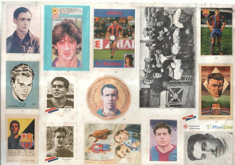 Lamina con diversos futbolistas de diversas epocas del F.C.Barcelona